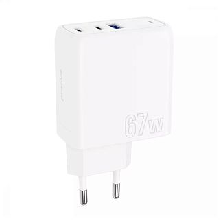 Зарядное устройство 67W 2Type-C+USB Shot GaN белое PROOVE