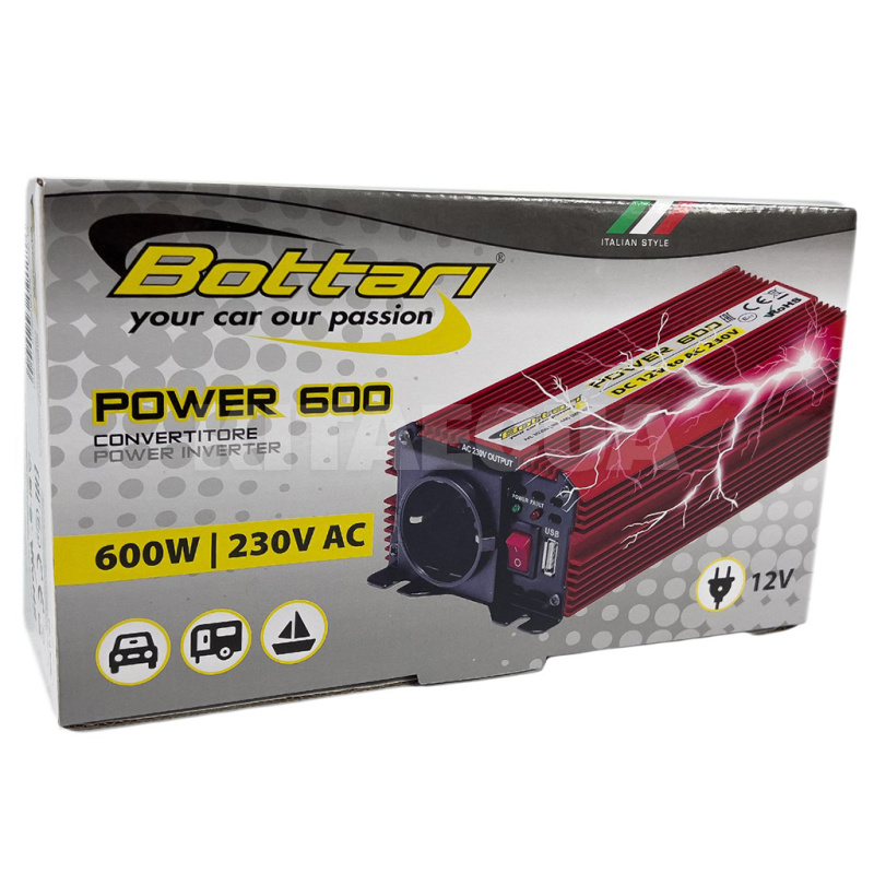 Інвертор 12-220В 600Вт POWER-600 BOTTARI (30200-IS) - 4