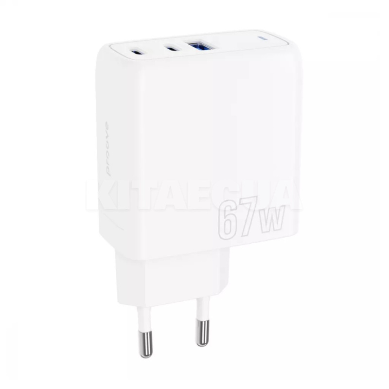 Зарядное устройство 67W 2Type-C+USB Shot GaN белое PROOVE (491860003)
