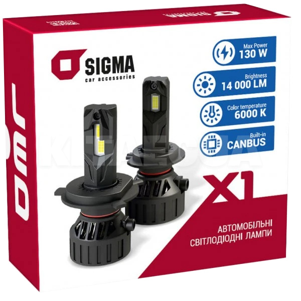 LED лампа для авто X1 H1 65W 6000K SIGMA4car (35811) - 2