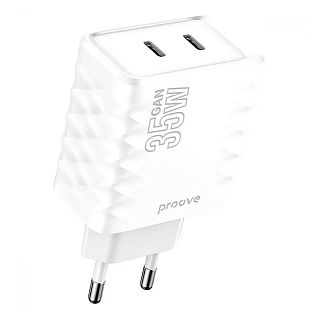 Зарядное устройство 35W 2Type-C Speed Surge Gan белое PROOVE