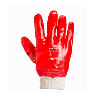 Перчатки рабочие универсальные трикотажные красные XL полный облив D-RESIST DOLONI