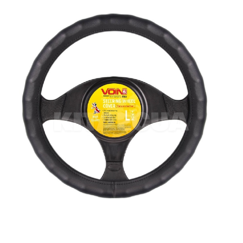 Чехол на руль L (39-41 см) чёрная натуральная кожа VOIN (VLOD-L06 BK L)