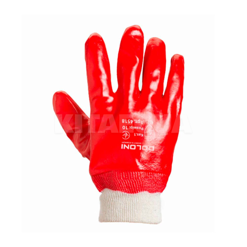 Перчатки рабочие универсальные трикотажные красные XL полный облив D-RESIST DOLONI (4518)