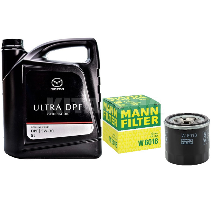 Масло синтетическое 5л 5W-30 Original Oil Ultra DPF + фильтр Mann-Filter на Mazda 6 2.0 MAZDA (053005DPF-W6018-1)