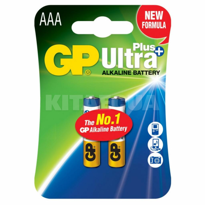 Батарейка цилиндрическая щелочная AAA 1,5 В 2 шт. в блистере ULTRA PLUS GP (4891199100307)