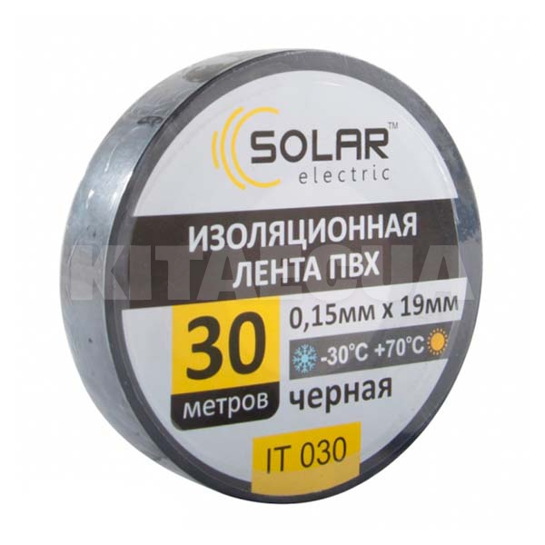 Изолента 30м х 19мм черная Solar (IT030)