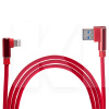 Кабель USB-Lightning в тканинній оплітці, з кутовими конекторами червоний PULSO ((100) Rd)