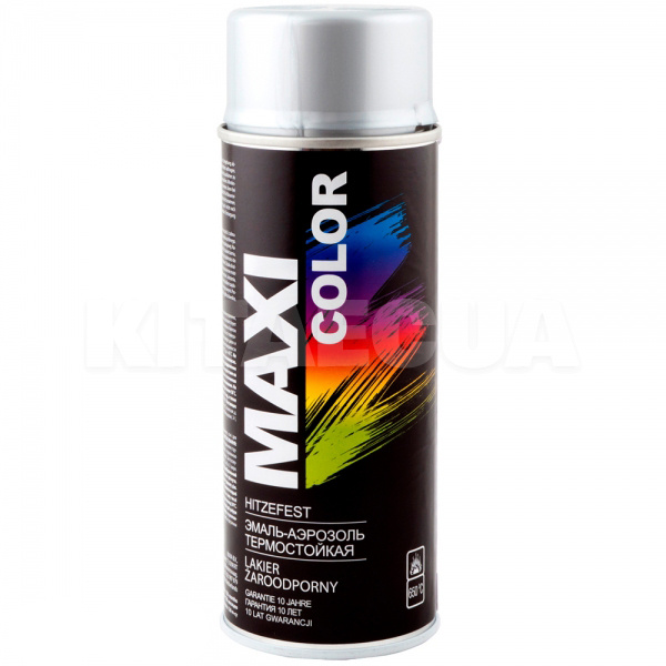 Фарба-емаль срібляста 400мл високотемпературна 400° MAXI COLOR (MX0007-MAXI COLOR)