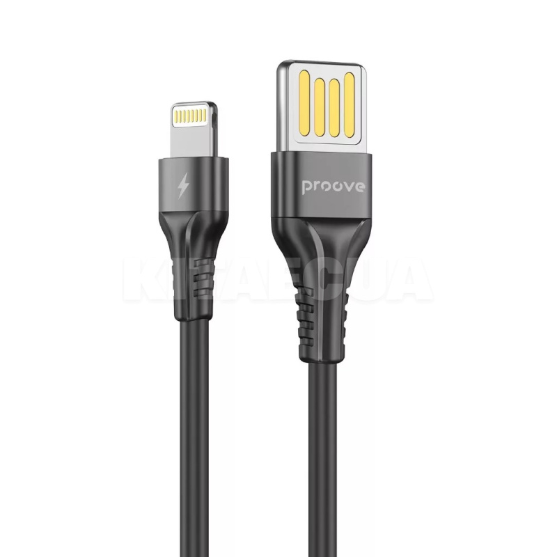 Кабель USB Lightning 2.4A 1м Double Way Silicone чорний PROOVE (505060001)