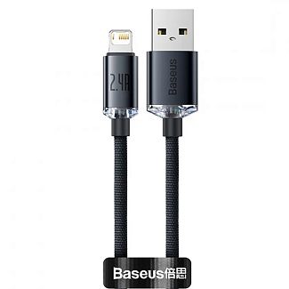 Кабель USB Lightning 2.4А Crystal Shine Series 1.2м чорний BASEUS