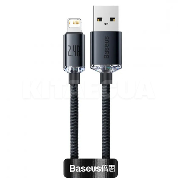 Кабель USB Lightning 2.4А Crystal Shine Series 1.2м чорний BASEUS (351020001)