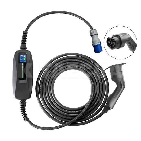 Зарядка Nissan Leaf 7.4 кВт 32А 1-фаза Type 2 (європейське авто) + розетка CEE 32A Schuko 16A Besen (BS-PCD040K Type 2)