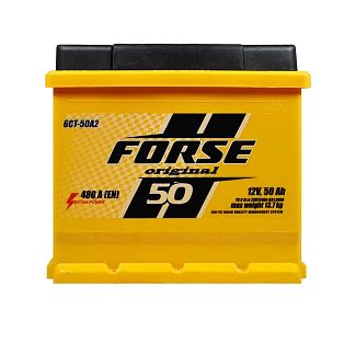 Аккумулятор автомобильный 50Ач 480А "+" слева FORSE