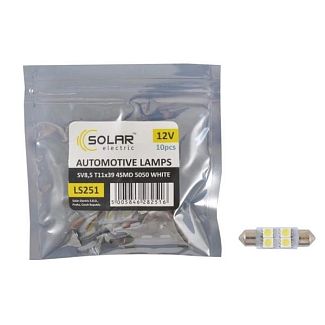 LED лампа для авто SV8.5 12V 39 мм (комплект) 10шт. Solar