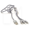 Кабель USB - microUSB/Lightning/Type-C 2.1A 3в1 1.2м серый PowerPlant (CA910663)