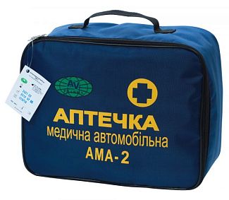 Аптечка медицинская автомобильная в синей сумке с вспомогательным комплектом AV Pharma