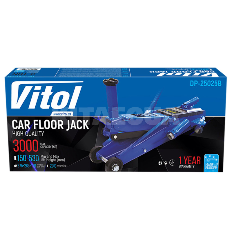 Домкрат гідравлічний підкатний до 3т (150мм-530мм) з надставкою VITOL (T83006B-VITOL) - 5