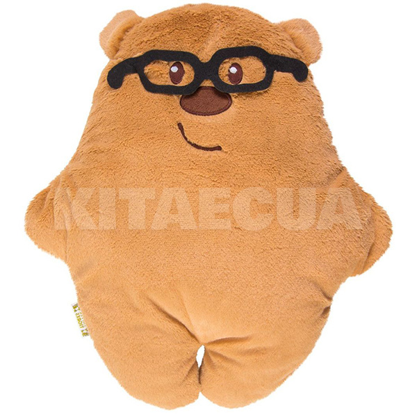 Подушка в машину декоративна "Ведмедик в очки" бежево-коричневий Tigres (ПД-0154)