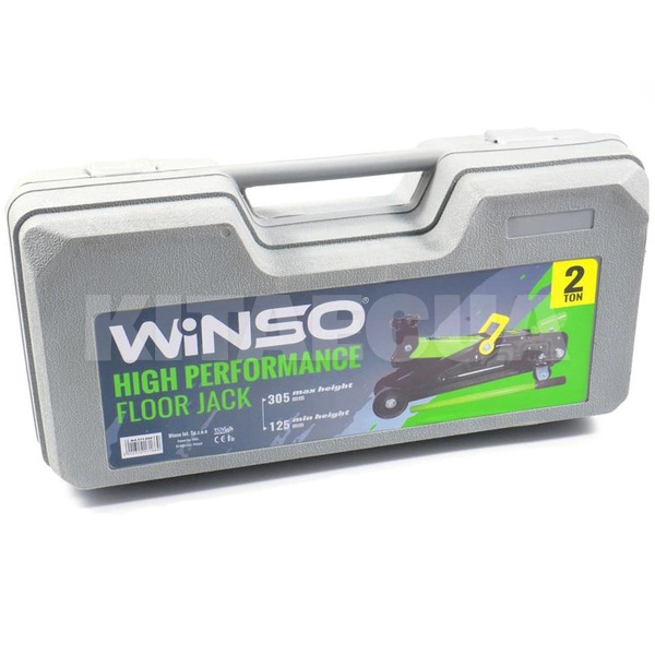 Домкрат гидравлический подкатной до 2т (125мм-305мм) пластиковый кейс Winso (171660) - 2