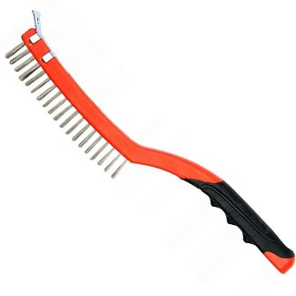 Щітка з металу 3-рядна нержавіюча сталь з пластиковою ручкою + скребок YATO