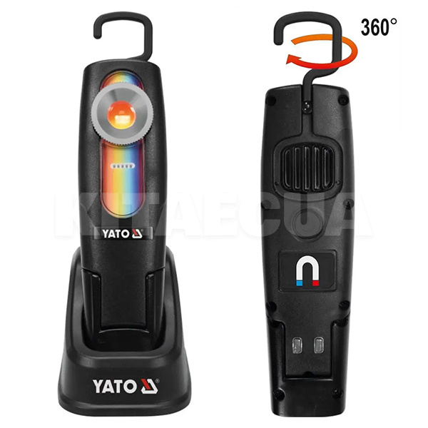 Фонарь светодиодный аккумуляторный 5 Вт 400-200 Лм для подбора цвета YATO (YT-08509) - 2