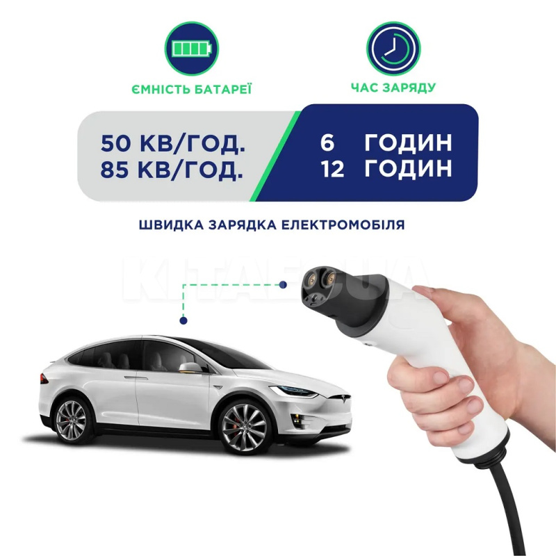 Зарядка для электромобиля 7.4 кВт 32А 1-фаза Type Tesla (американское авто) 10м EXPERT UACHARGER (CHC-EX120741-21-10) - 7