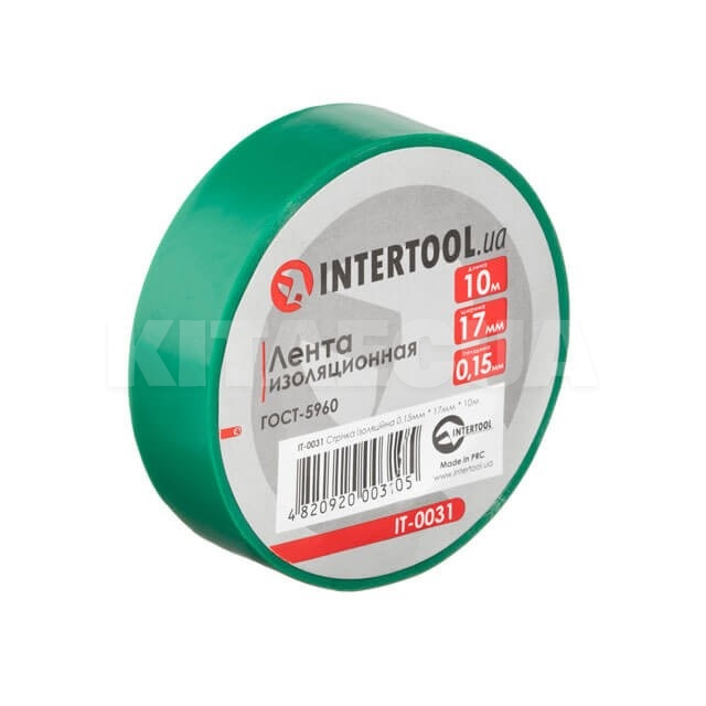 Стрічка ізоляційна 17мм x 10м зелена Intertool (IT-0031)