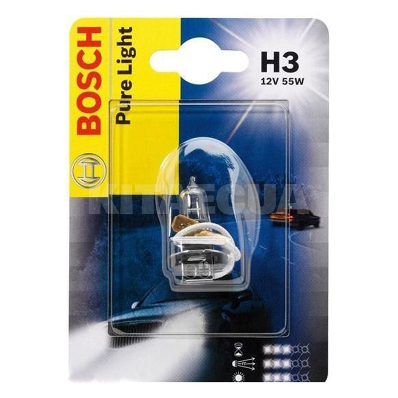 Галогенная лампа H3 55W 12V Pure Light Bosch (PK22s 12V 55W) - 2