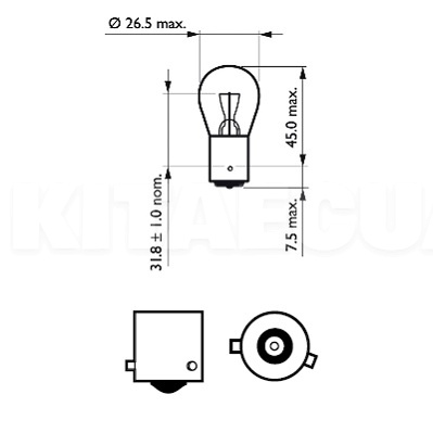 Лампа розжарювання 12V 21W PR21W Vision PHILIPS (PS 12088 CP) - 2