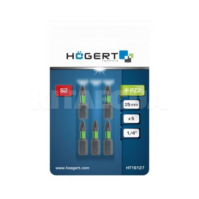 Біта ударна PZ2 1/4" 25 мм 5 штук HOGERT (HT1S127) - 2