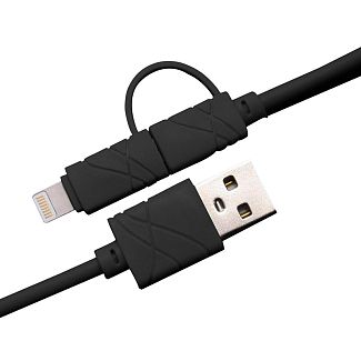 Кабель 2в1 USB - Lightning/microUSB 1м черный XoKo