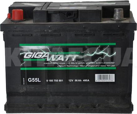 Акумулятор автомобільний 56Ач 480А "+" зліва GIGAWATT (GW 0185755601)
