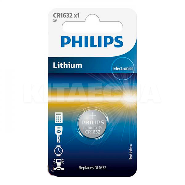 Батарейка дисковая CR 1632 3.0В литиевая Lithium Button Cell PHILIPS (CR1632/00B)