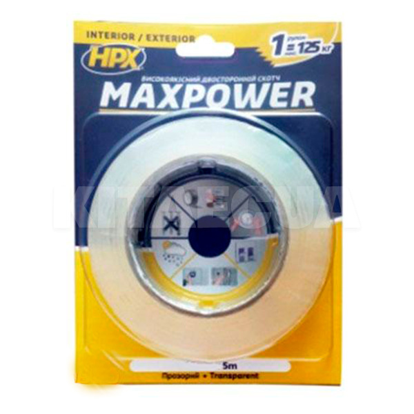 Двостороння клейка стрічка 5 м х 19 мм прозора HPX (HT1905)