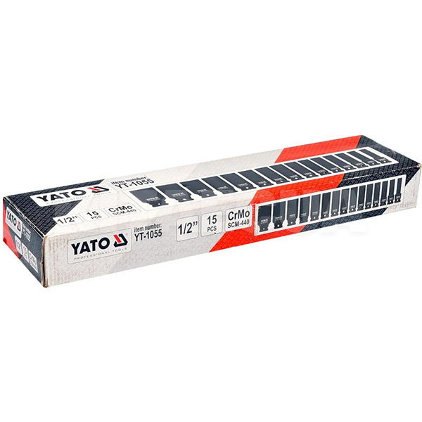 Набір торцевих головок ударних 1/2" М 10-32 мм 15 предметів YATO (YT-1055-YATO) - 2