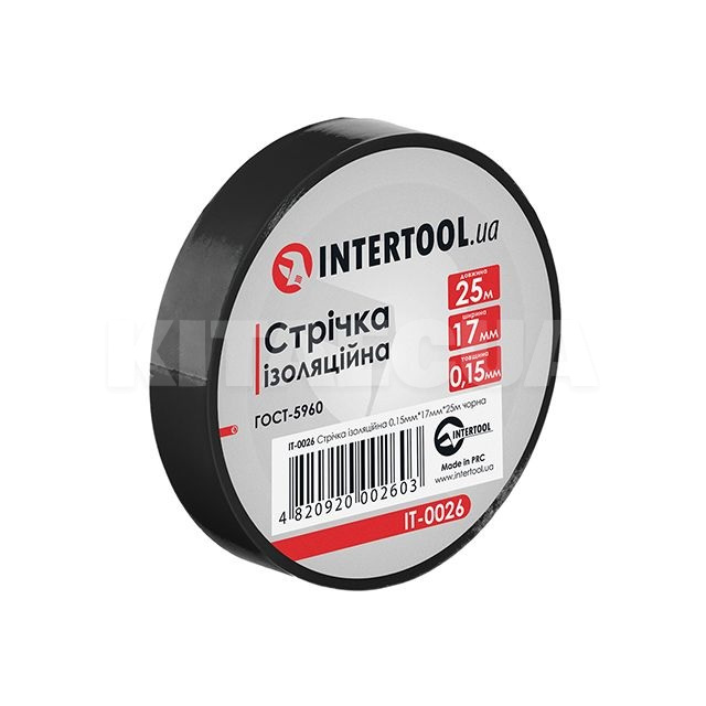 Лента изоляционная 17мм x 25м черная Intertool (IT-0026)