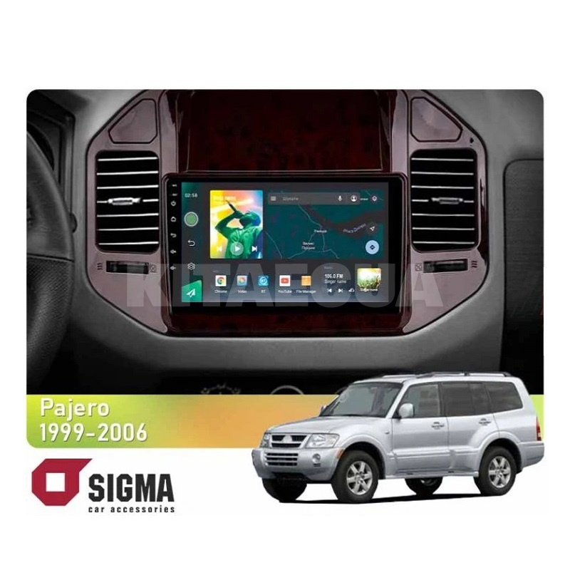 Штатна магнітола X9232 2+32 Gb 9" Mitsubishi Pajero 3 V60 1999-2006 коричнева SIGMA4car (33893)