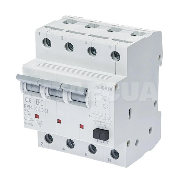 Диференціальний вимикач 16A 3P+N 30мА RFI4C16A ІSKRA (49016490)