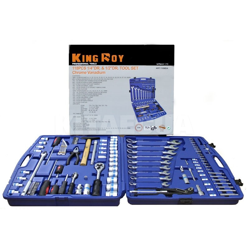 Набір інструментів 1/2" 1/4" 118 предметів King Roy (20602)