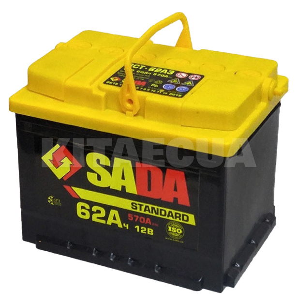 Аккумулятор 62Ач Euro (T1) 242x175x190 с обратной полярностью обслуживаемый SADA (6СТ-62Аз STD) - 2