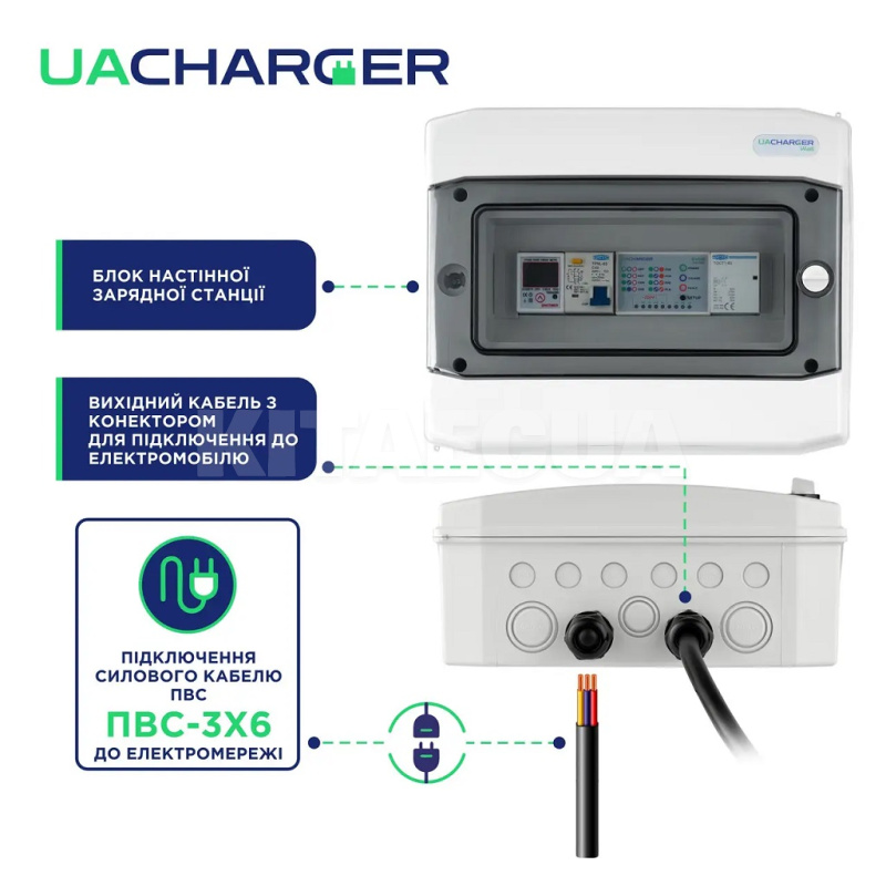 Зарядка для электромобиля 9.2 кВт 40А 1-фаза Type Tesla (американское авто) 4.6м WALL WiFi UACHARGER (CHS-WLWF220941-23) - 7