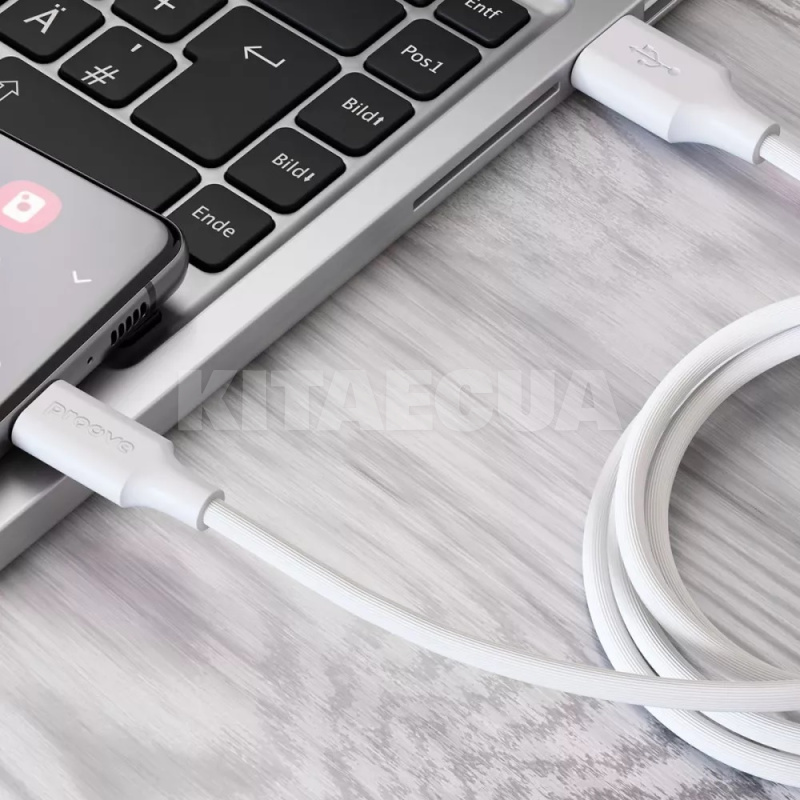 Кабель USB Type-C 3A 1м Striped Silicone белый PROOVE (577260003) - 2