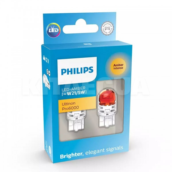 LED лампа для авто Ultinon Pro6000 W3x16q 2.5/0.5W amber (комплект) PHILIPS (11066AU60X2)