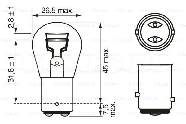 Лампа розжарювання 12V 21/5W Pure Light Bosch (BO 1987302202) - 2