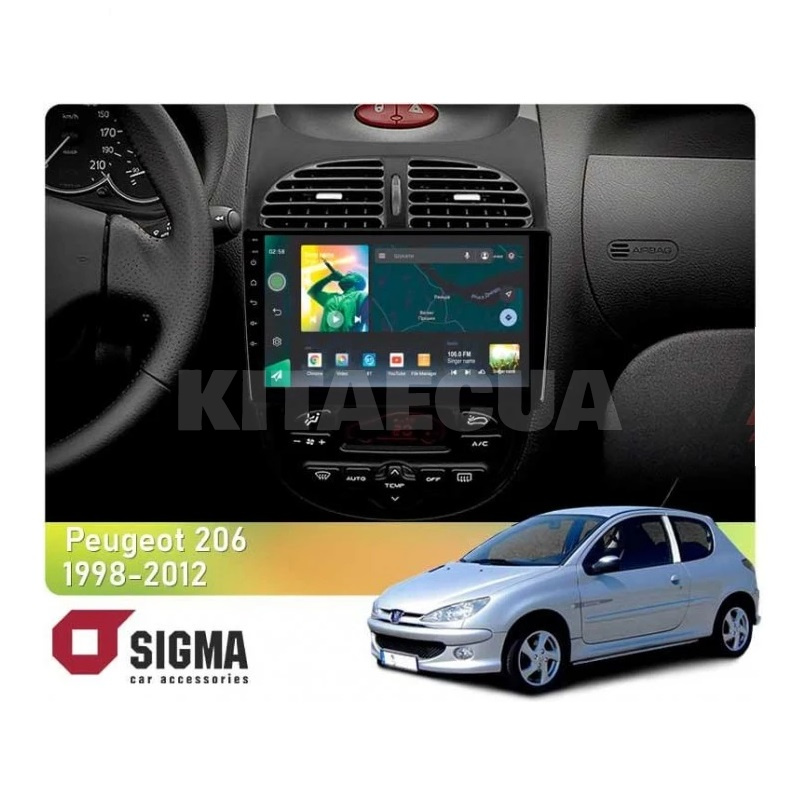 Штатна магнітола X9232 2+32 Gb 9" Peugeot 206 1998-2012 (L1) SIGMA4car (33683)