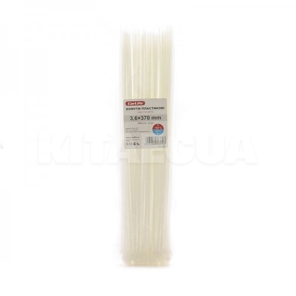 Стяжки белые пластиковые 370 x 3.6 мм 100 шт. CARLIFE (W3.6x370)