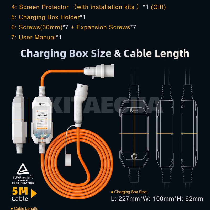 Зарядка для электромобиля Lion EV-Ultra Orange 7.0 кВт Type 2 32A 1-фаза (FY7-32-1PH-TP2-ULO) - 3