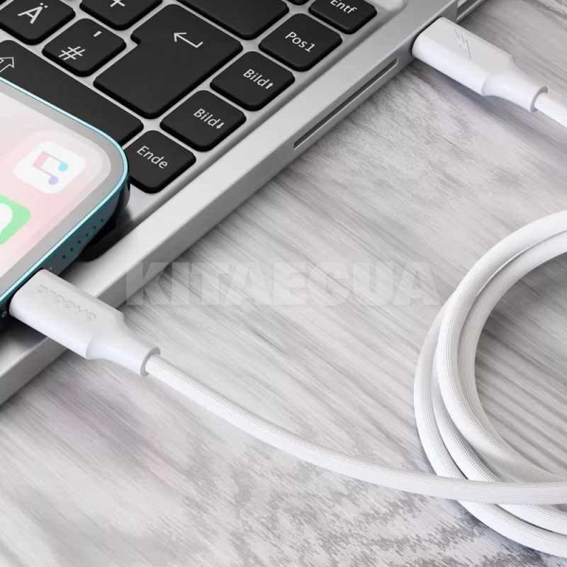 Кабель Type-C Lightning 3А 1м Striped Silicone белый PROOVE (577240003) - 2