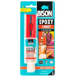 Клей двокомпонентний епоксидний 24мл прозорий BISON